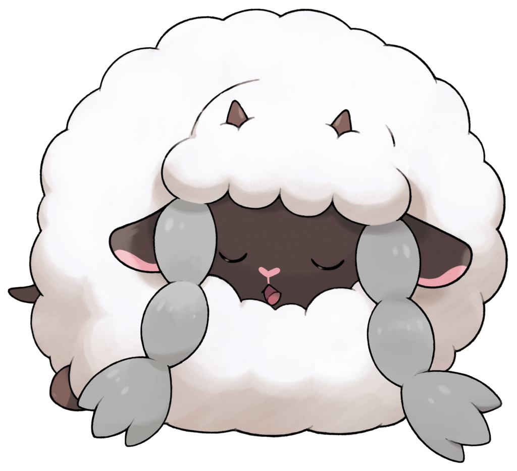Wooloo curled up like a cottonball.